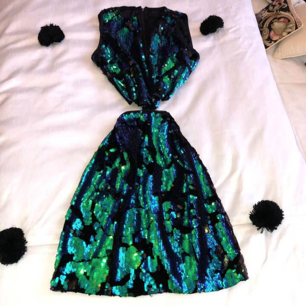 sequin skirt and vest